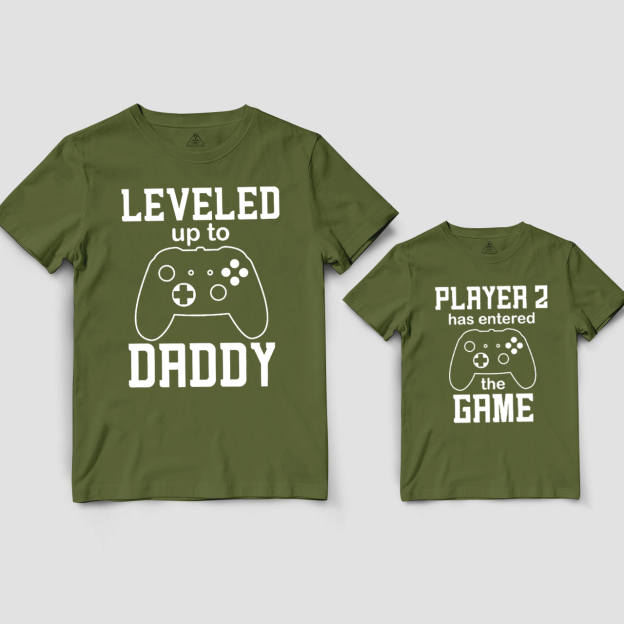 Leveled Up To Daddy Dad&Me Matching Shirts 
