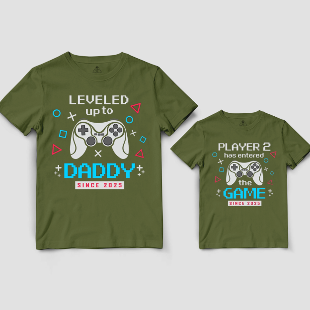 Leveled Up To Daddy Dad&Me Matching Shirts