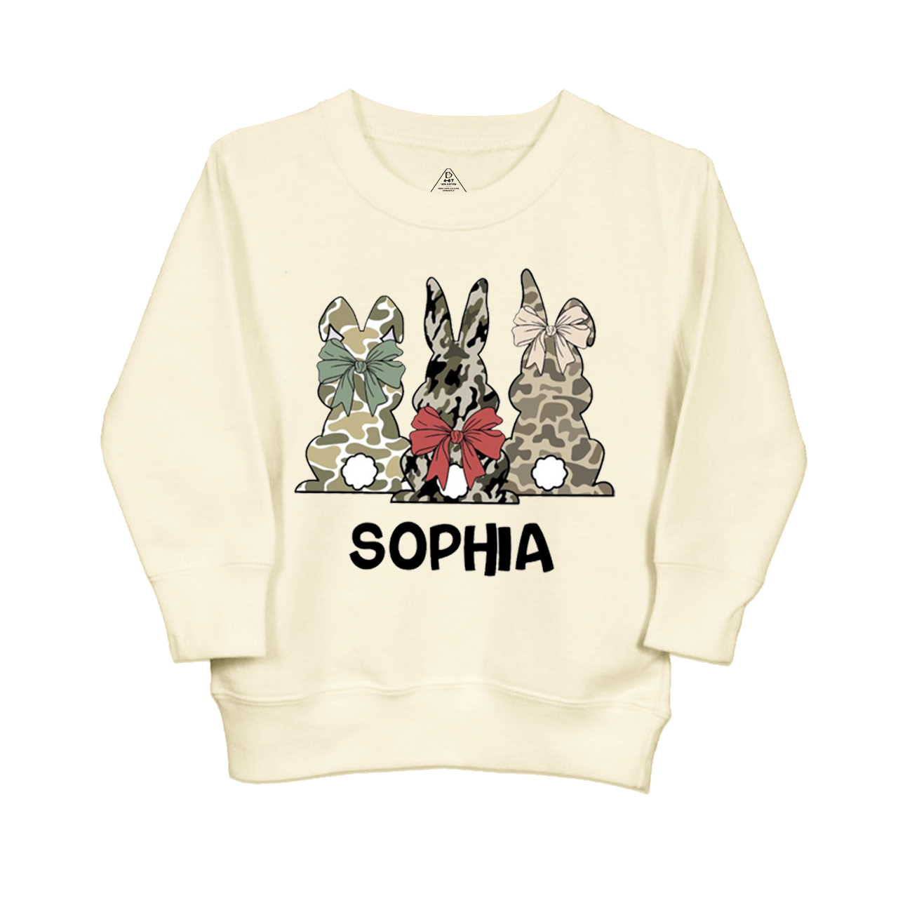 Personalized Name Camouflage Easter Bunny Kid's Sweatshirt