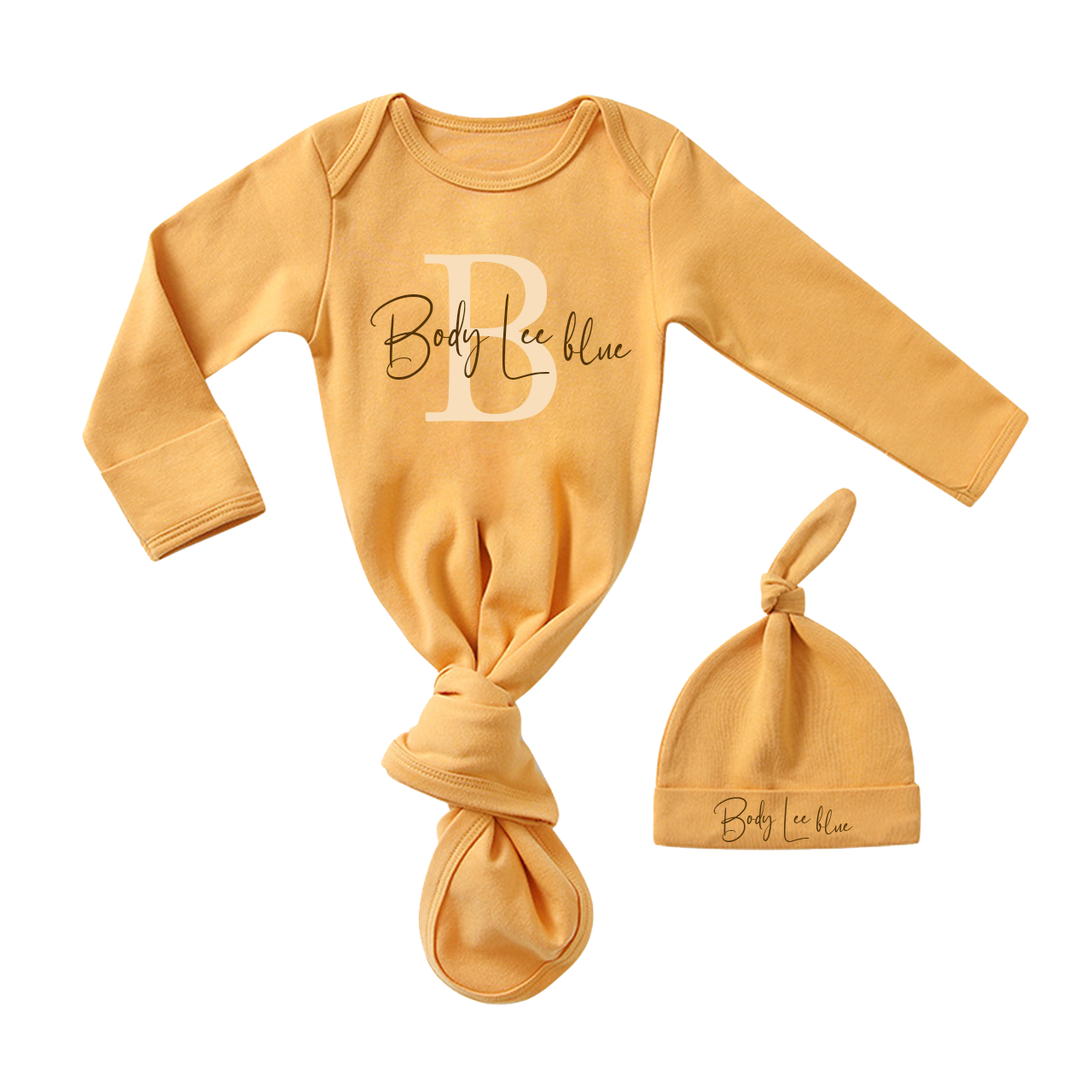 Personalized Capital Letters Name Baby Gown With Hat