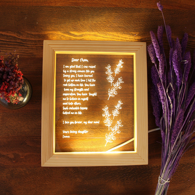 Personalized Beech Wood Photo Frame Night Light