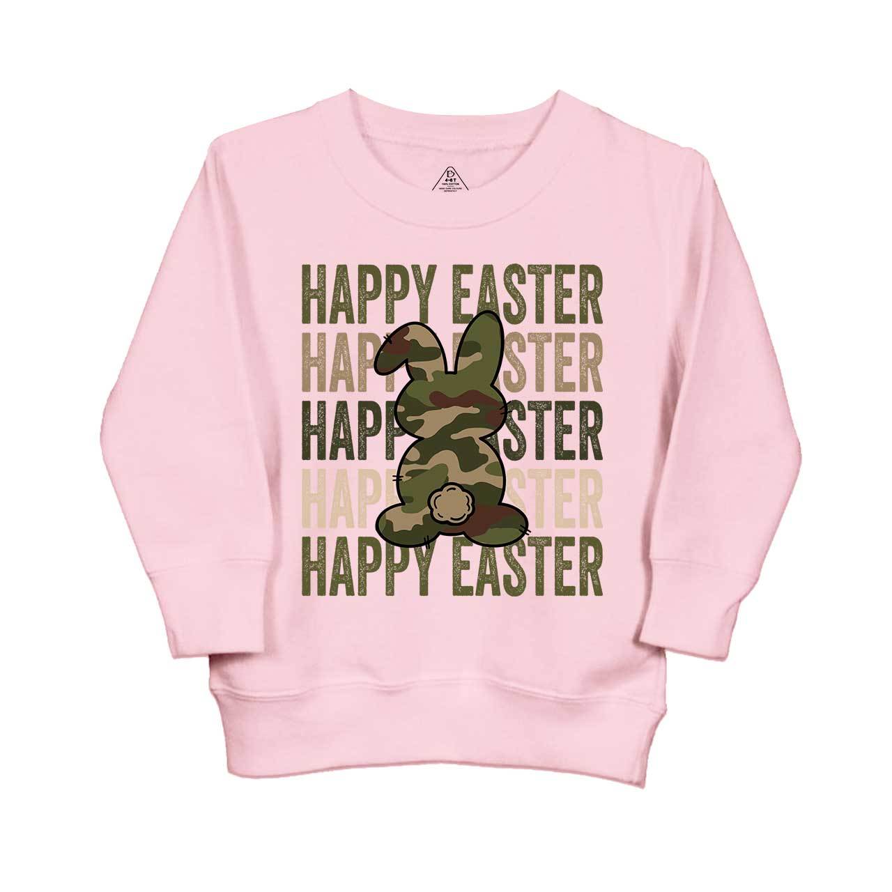 Easter Camouflage Happy Bunny Easter Kid's Sweatshirt