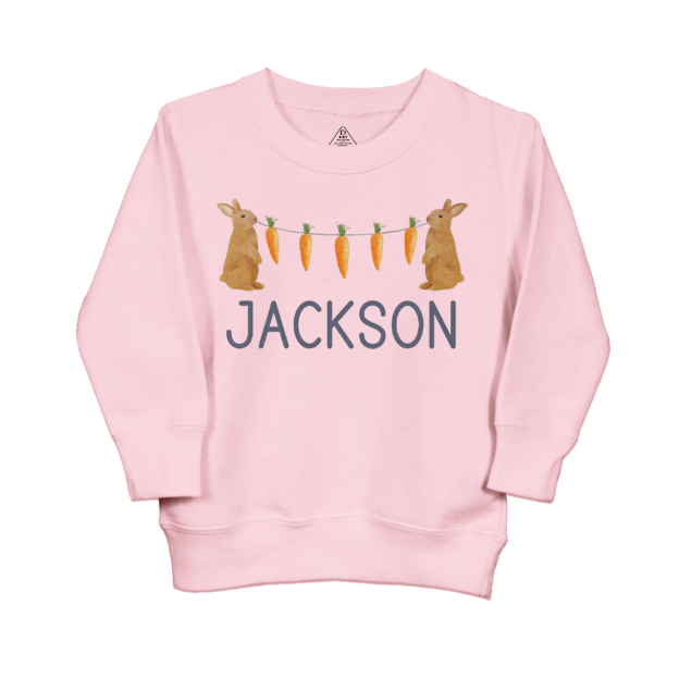 Personalized Name Bunny Carrot Easter Kid's Sweatshirt