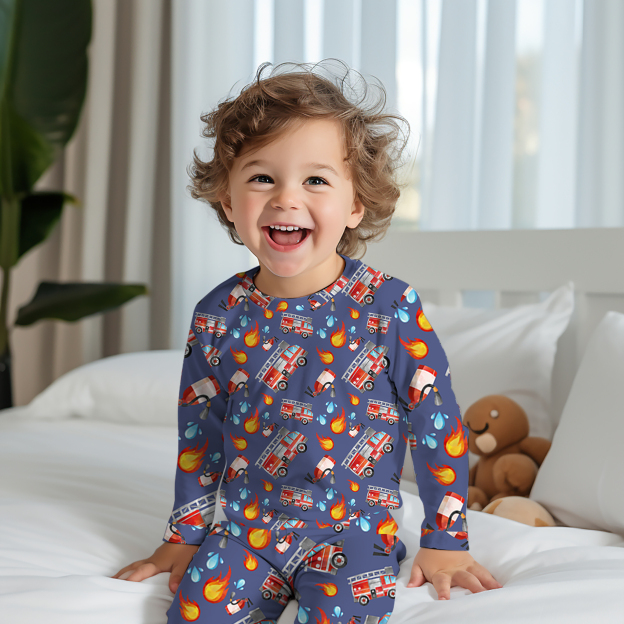 Firetruck Two-Piece Pajama Set For Kids