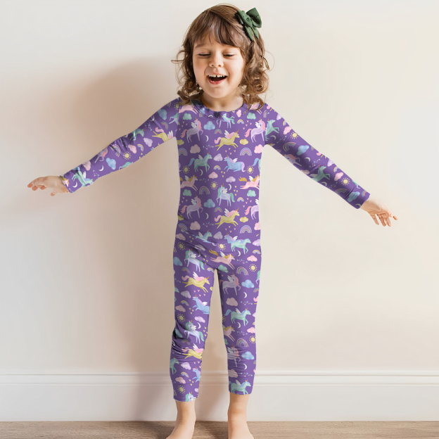 Rainbow Unicorn Two-Piece Pajama Set For Kids