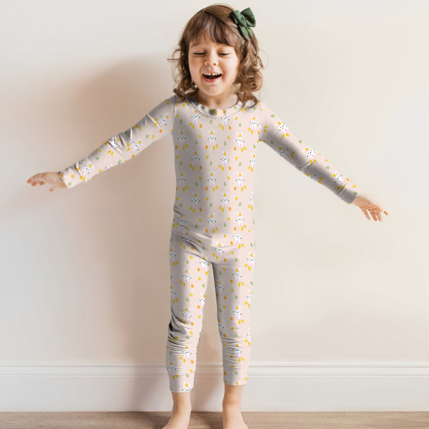 Bunny And Carrot Two-Piece Pajama Set For Kids