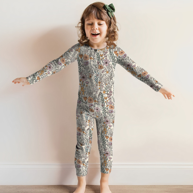 Wildflower Garden Floral Two-Piece Pajama Set For Kids