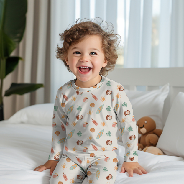 Natural Beach Two-Piece Pajama Set For Kids