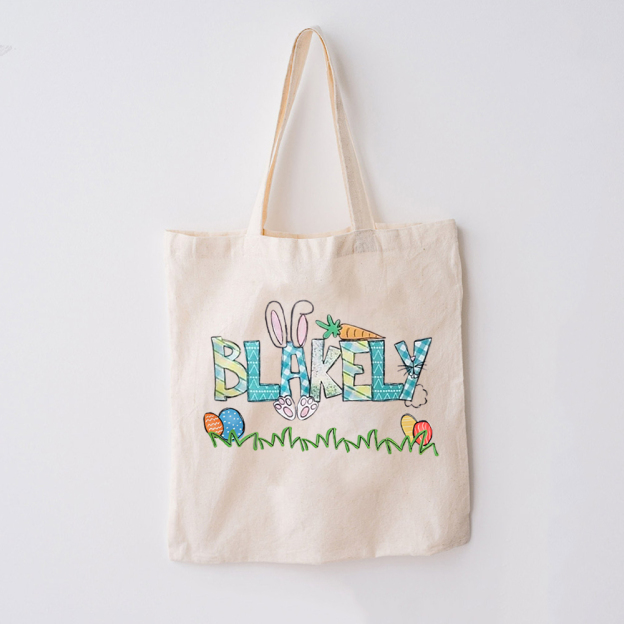 Personalized Alphabet Name Easter Bunny Tote Bag