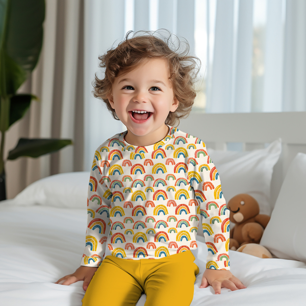 Rainbow Two-Piece Pajama Set For Kids