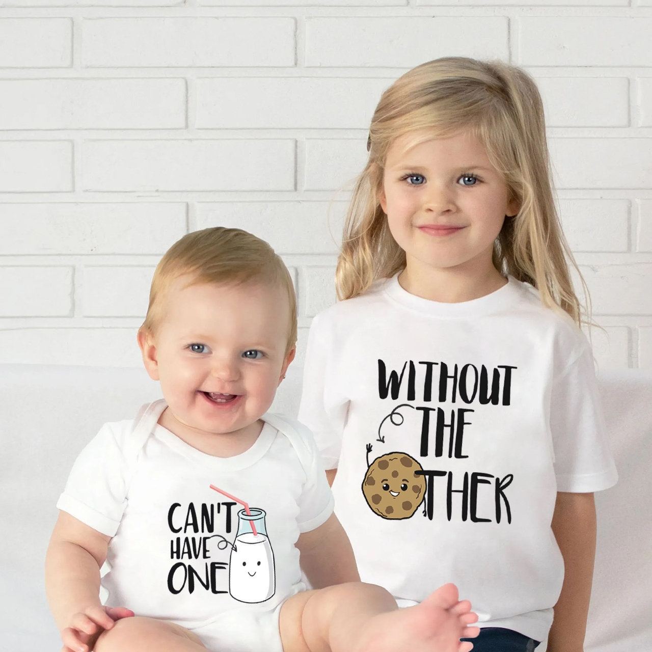 Personalized Milk And Cookie Matching Tees For Siblings