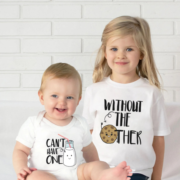 Personalized Milk And Cookie Matching Tees For Siblings