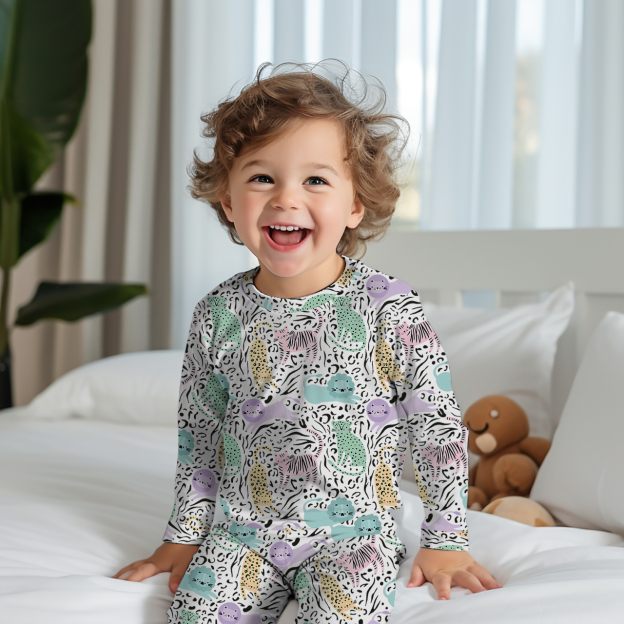 Wild Cat Two-Piece Pajama Set For Kids