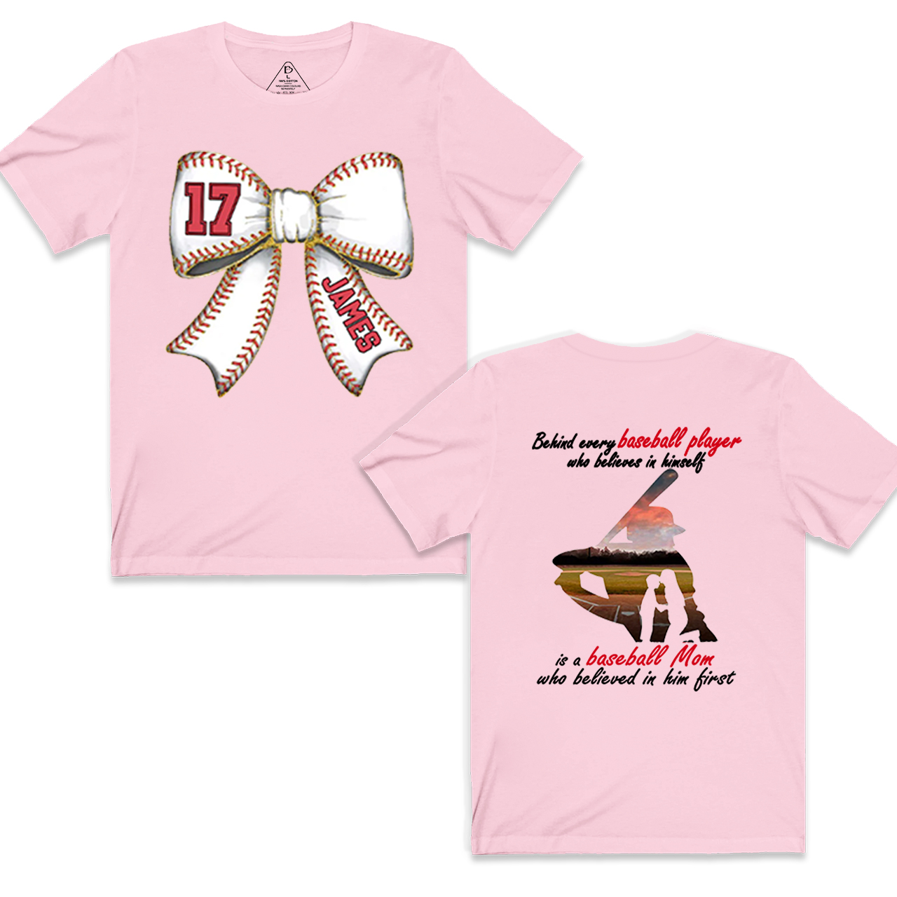 Personalized Baseball Bow Mama T-Shirts