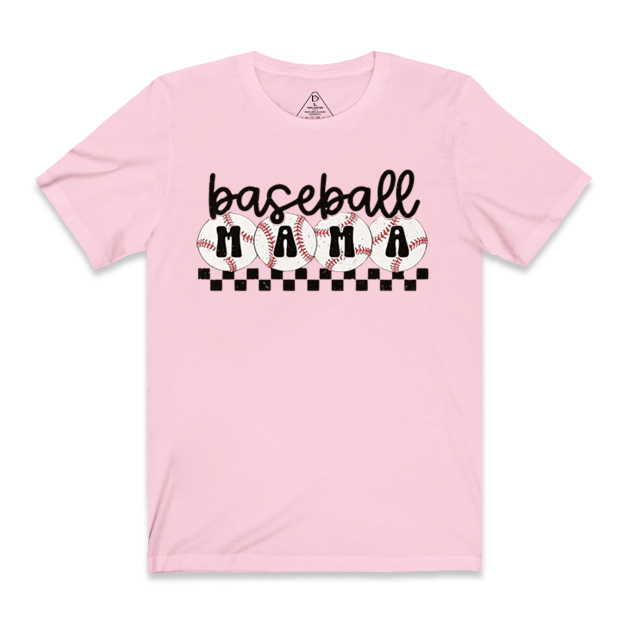 Checkered Baseball Mama T-Shirts