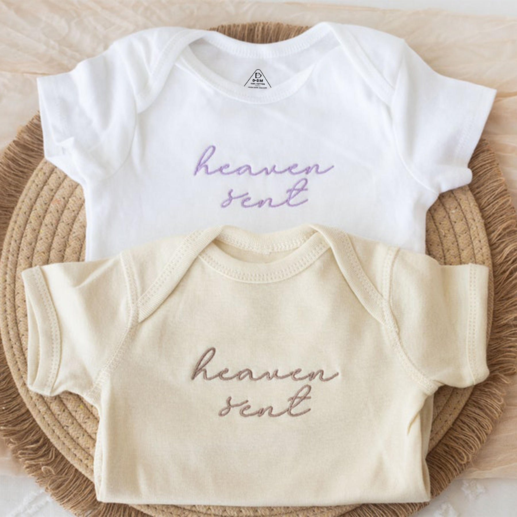 Heaven Sent Embroidered Bodysuit For Baby