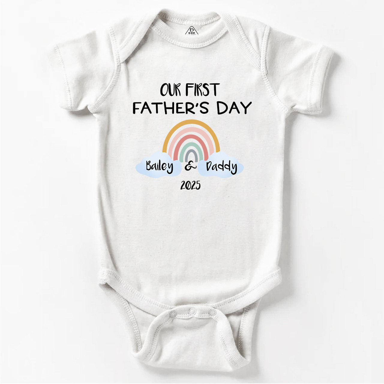Personalization Our First Father's Day Rainbow Bodysuit For Baby