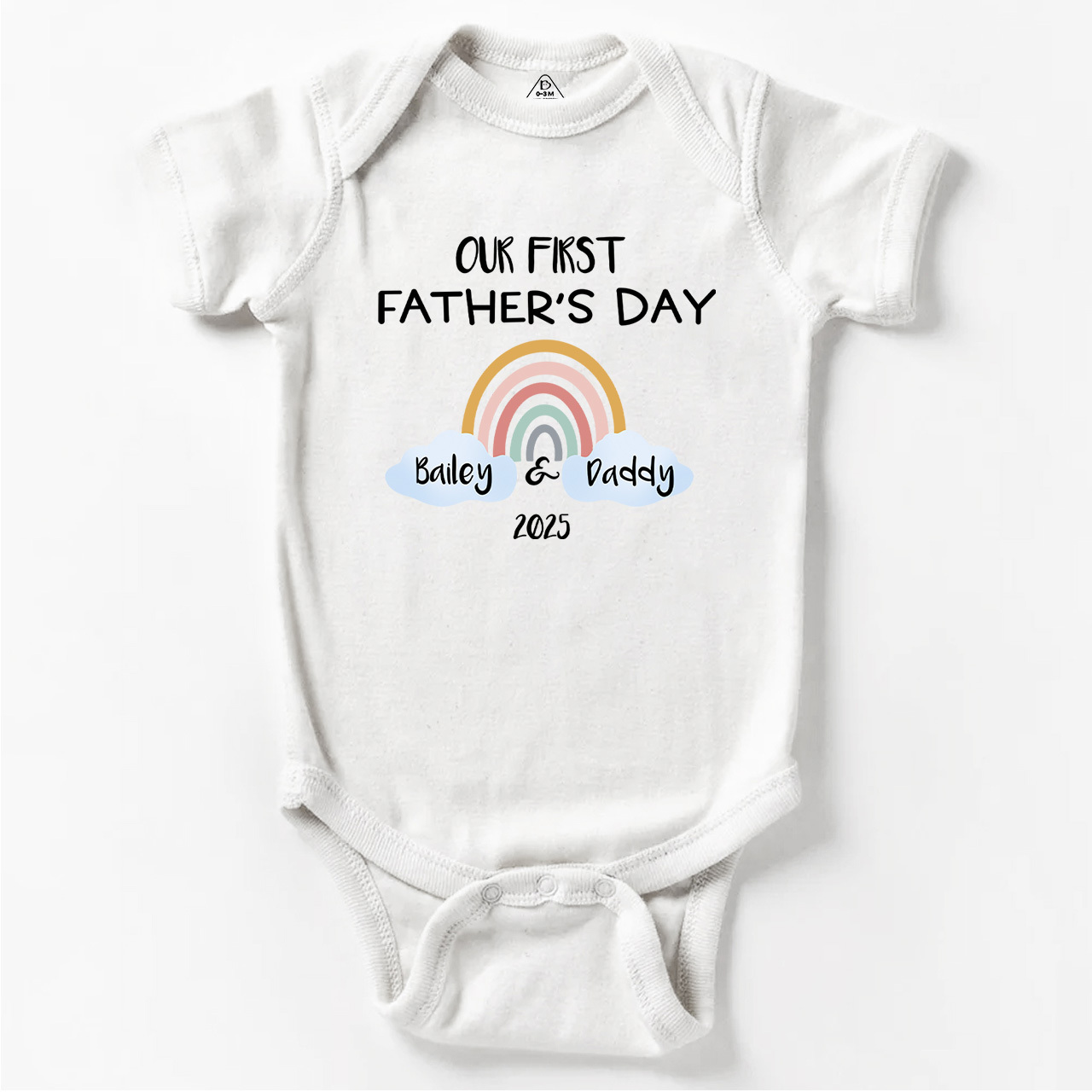 Personalization Our First Father's Day Rainbow Bodysuit For Baby