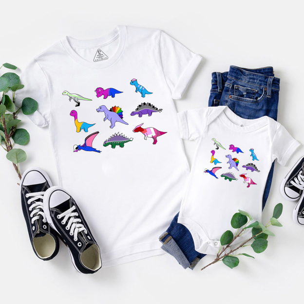 Pride Dinosaurs LGBTQ Family Matching Tees Beepumpkin
