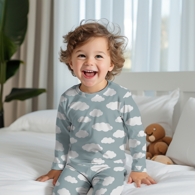 Blue Clouds Two-Piece Pajama Set For Kids