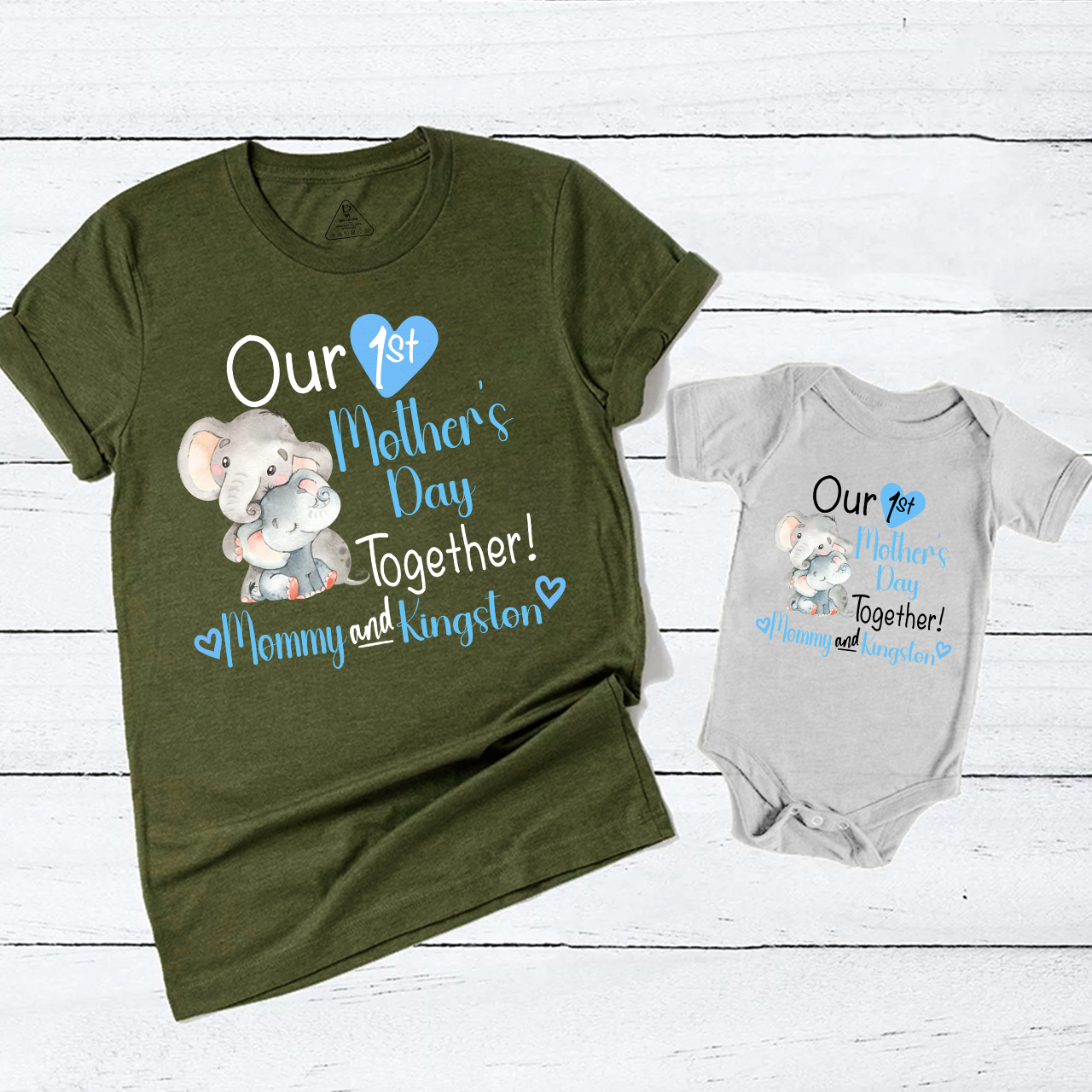 Personalized Names First Mother's Day Mom&Me Matching Tees