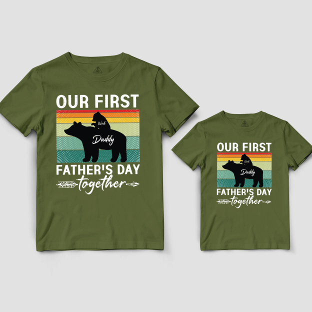Personalized 1st Fathers Day Bear Dad&Me Matching Shirts