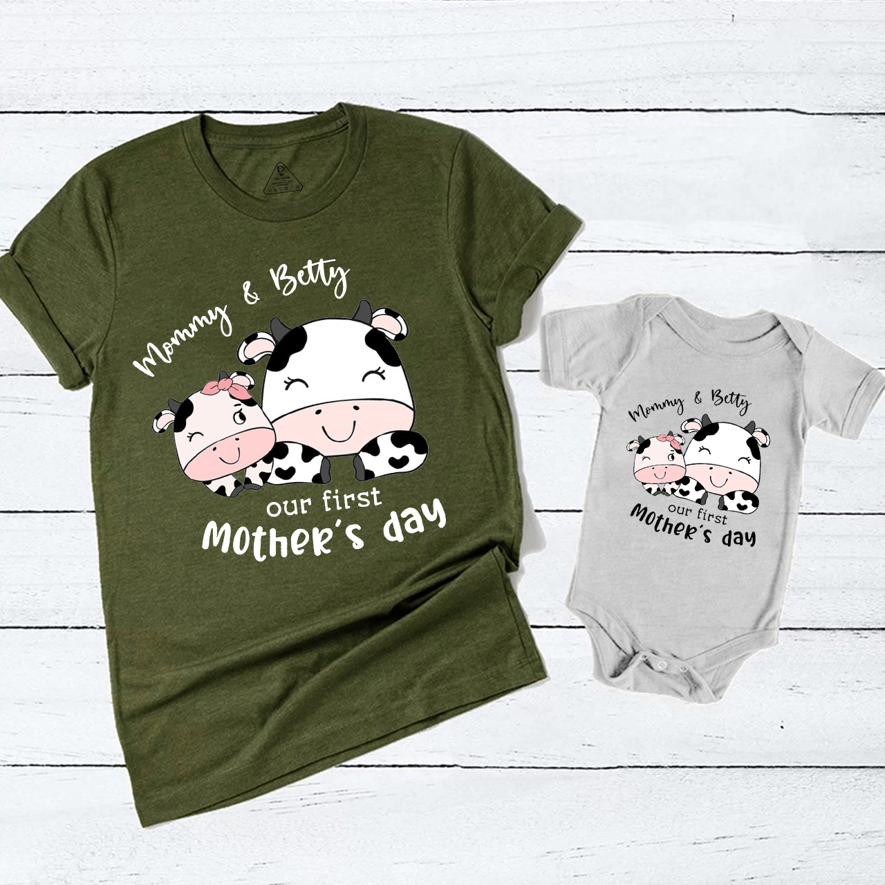 Personalized Cows Celebrate Mother's Day Matching Tees