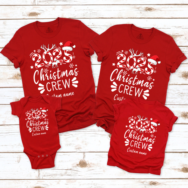 Candy Cane Personalized Christmas Crew Family Matching T-Shirts Beepumpkin