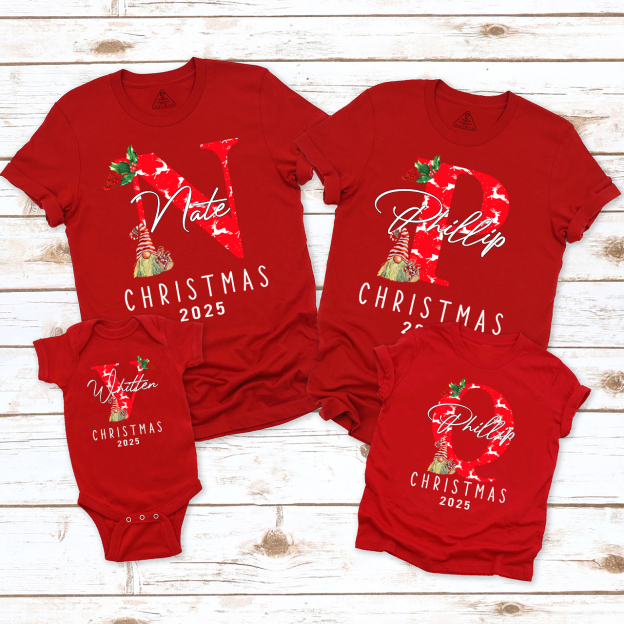 Personalized Monogrammed Family Christmas Gift Shirt