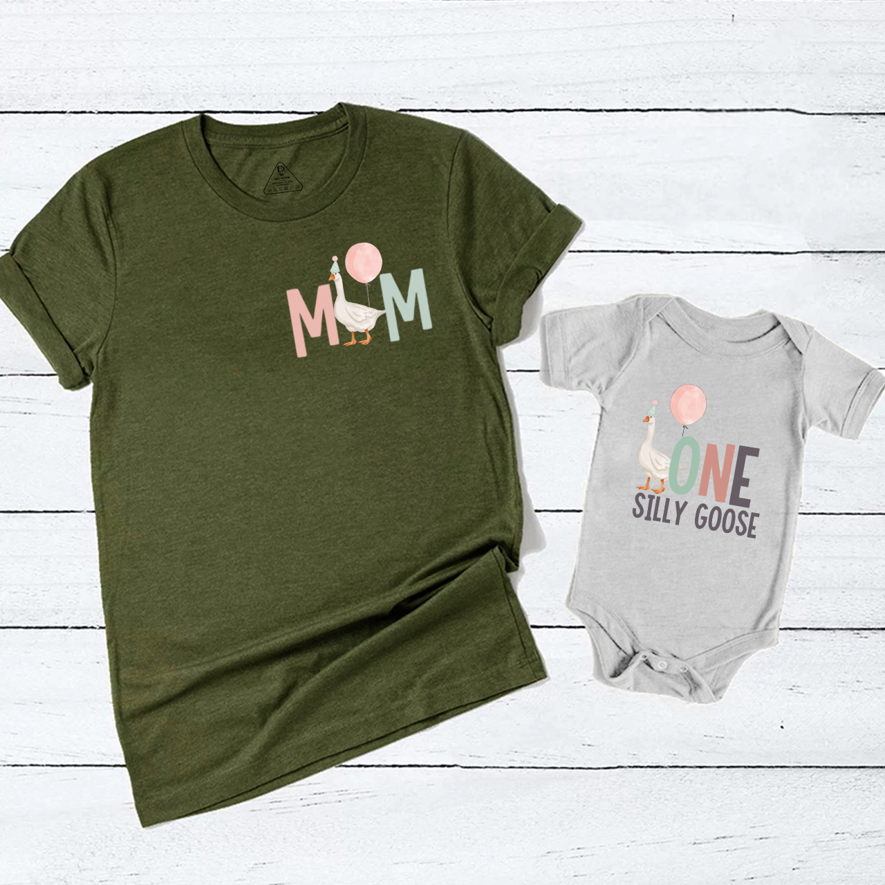 Personalized ONE Silly Goose Mom&Me Matching Tees