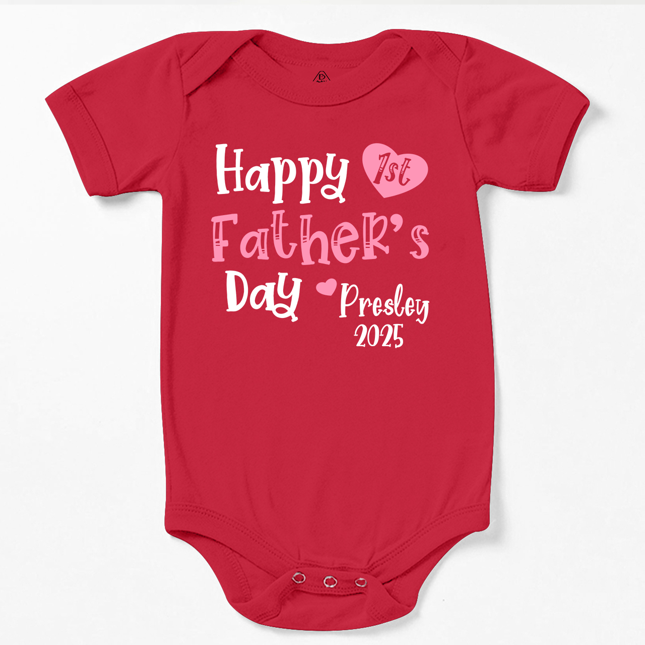 Happy 1st Father’s Day Pink Bodysuit Beepumpkin