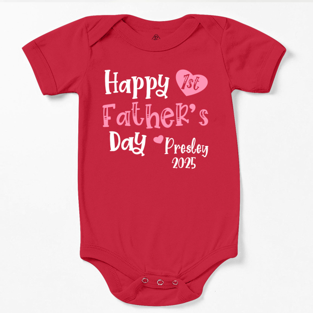 Happy 1st Father’s Day Pink Bodysuit Beepumpkin
