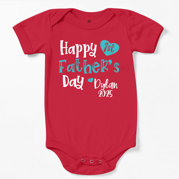 Personalized Happy 1st Father’s Day Blue Bodysuit Beepumpkin