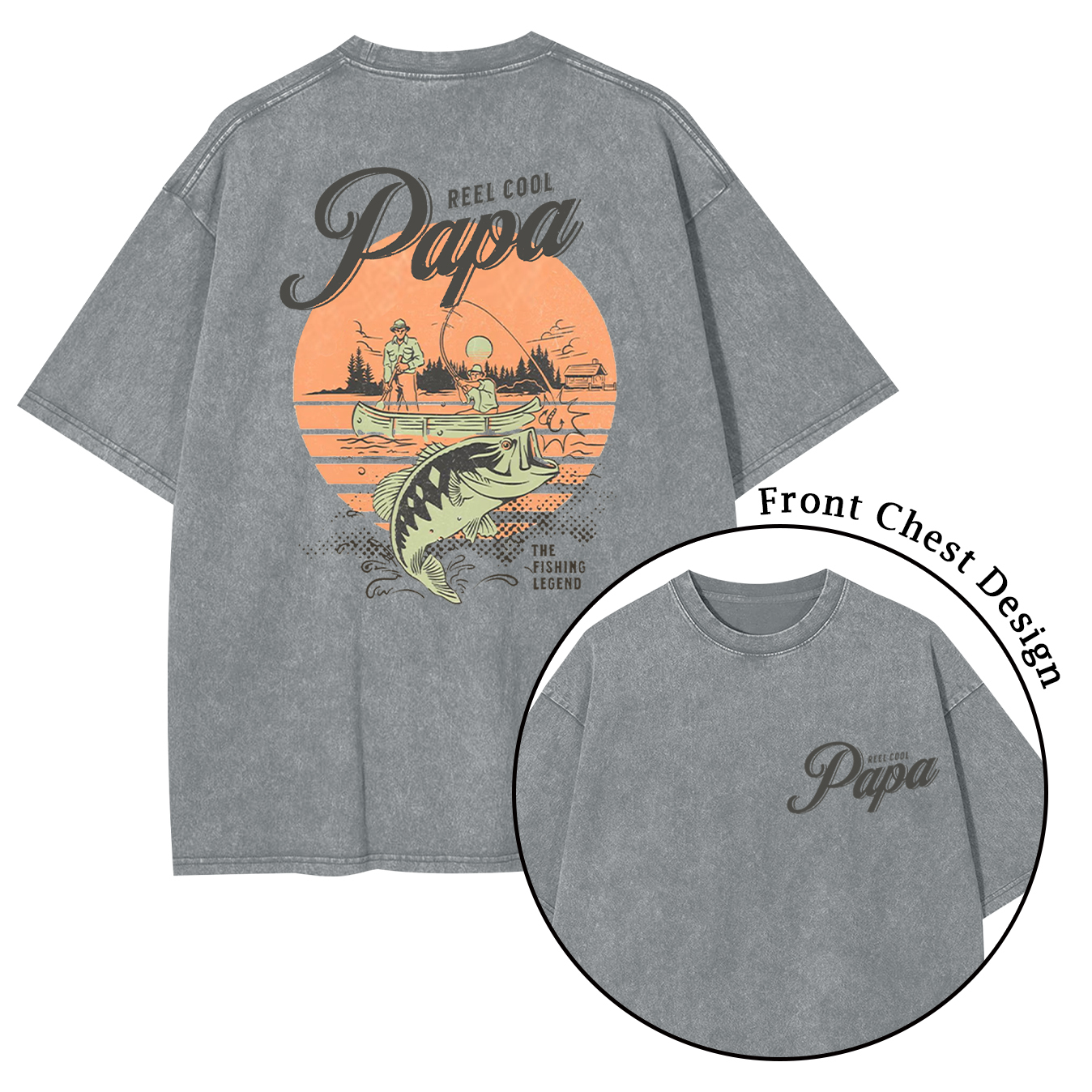 Personalized Cool Dad Fishing Washed T-Shirts