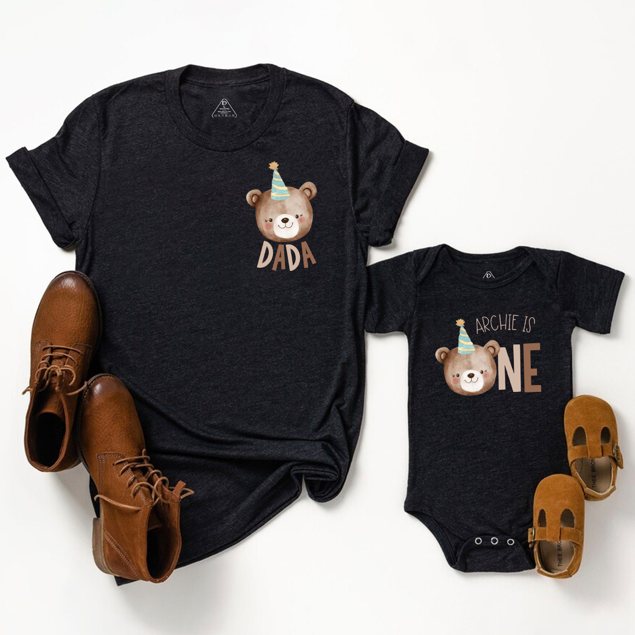 Personalized Bear 1st Birthday Dad&Me Matching Shirts