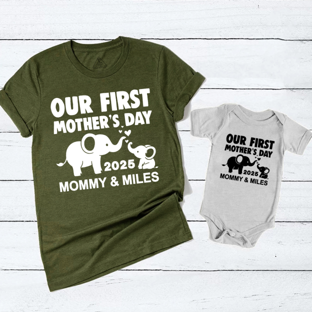 Elephant First Mothers Day Mom&Me Matching Tees