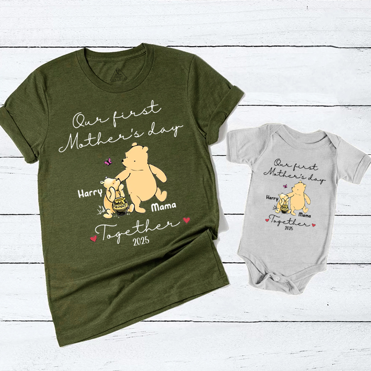  Personalized Name Honey Bear Mom&Me Matching Tees