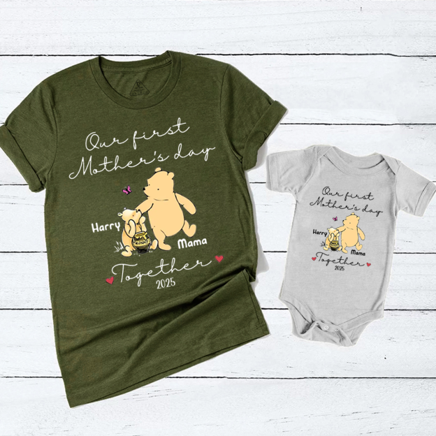  Personalized Name Honey Bear Mom&Me Matching Tees