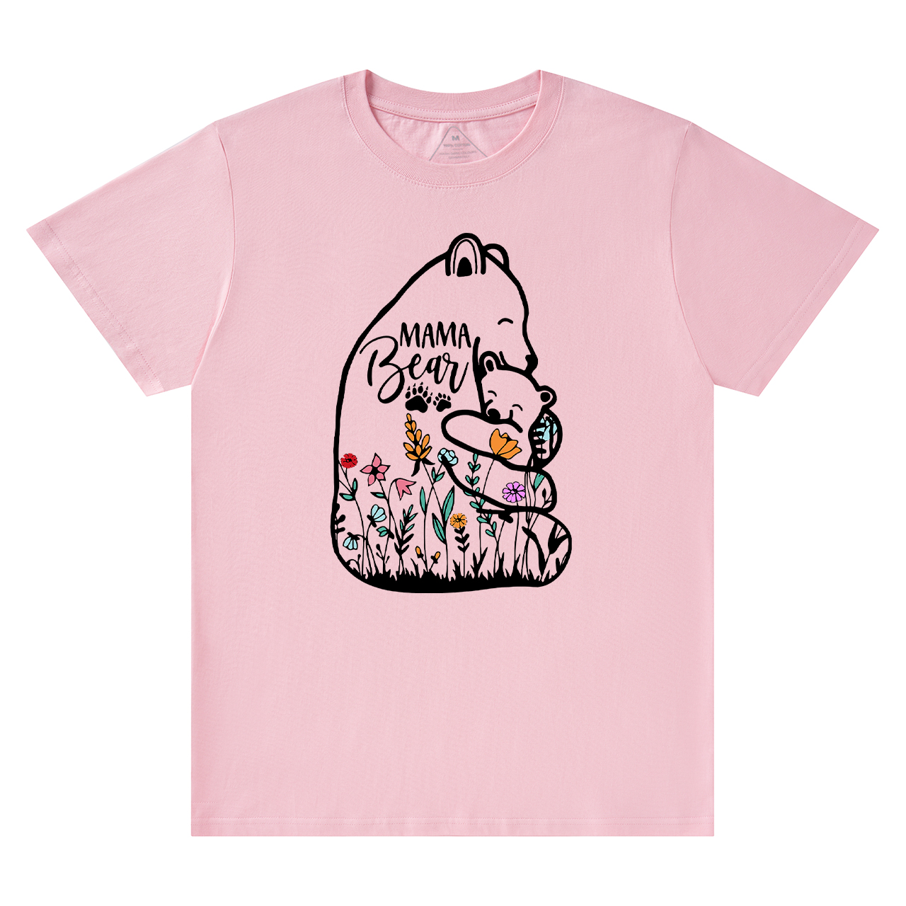 Cute Mama Bear And Baby With Wildflowers Tees