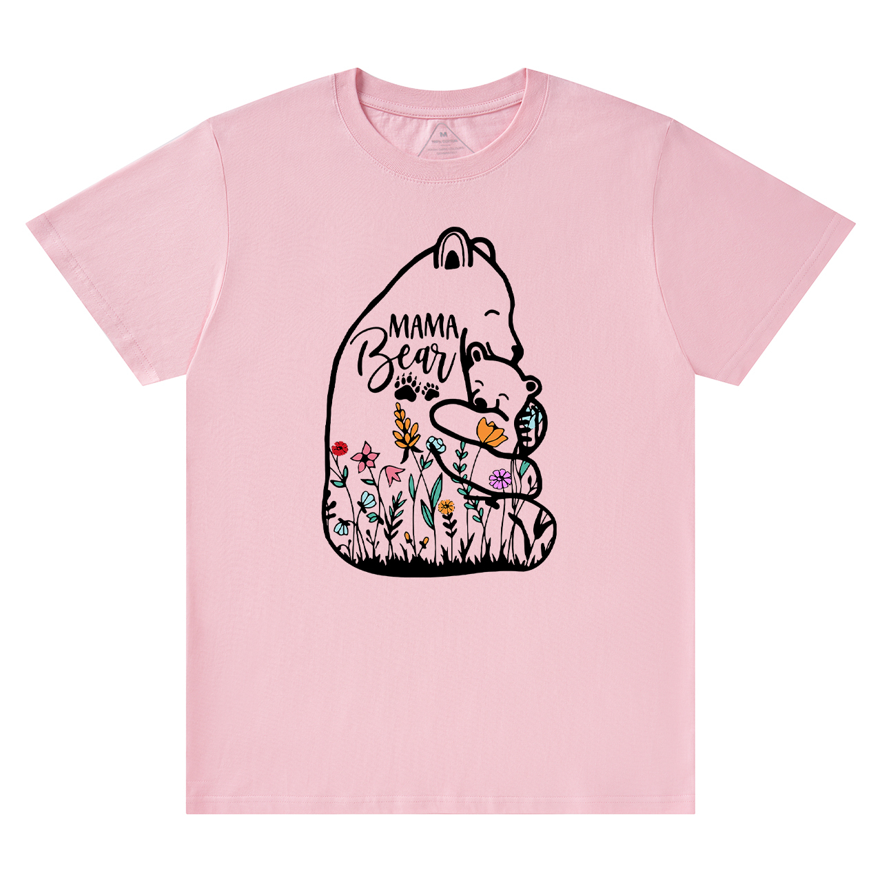 Cute Mama Bear And Baby With Wildflowers Tees