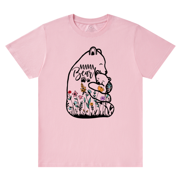 Cute Mama Bear And Baby With Wildflowers Tees