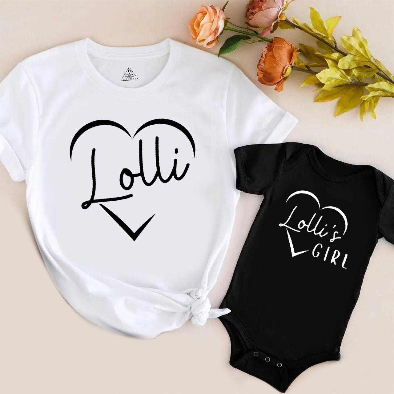 Personalized Love Lines Boy And Girl Mom&Me Matching Tees