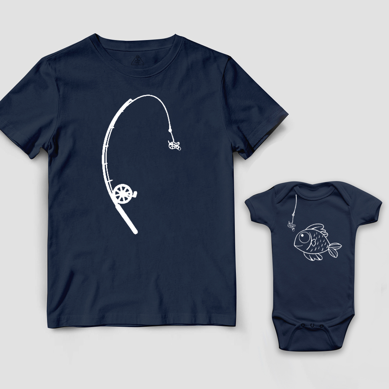 Matching Daddy And Me Tees With Fish And Fishing Pole