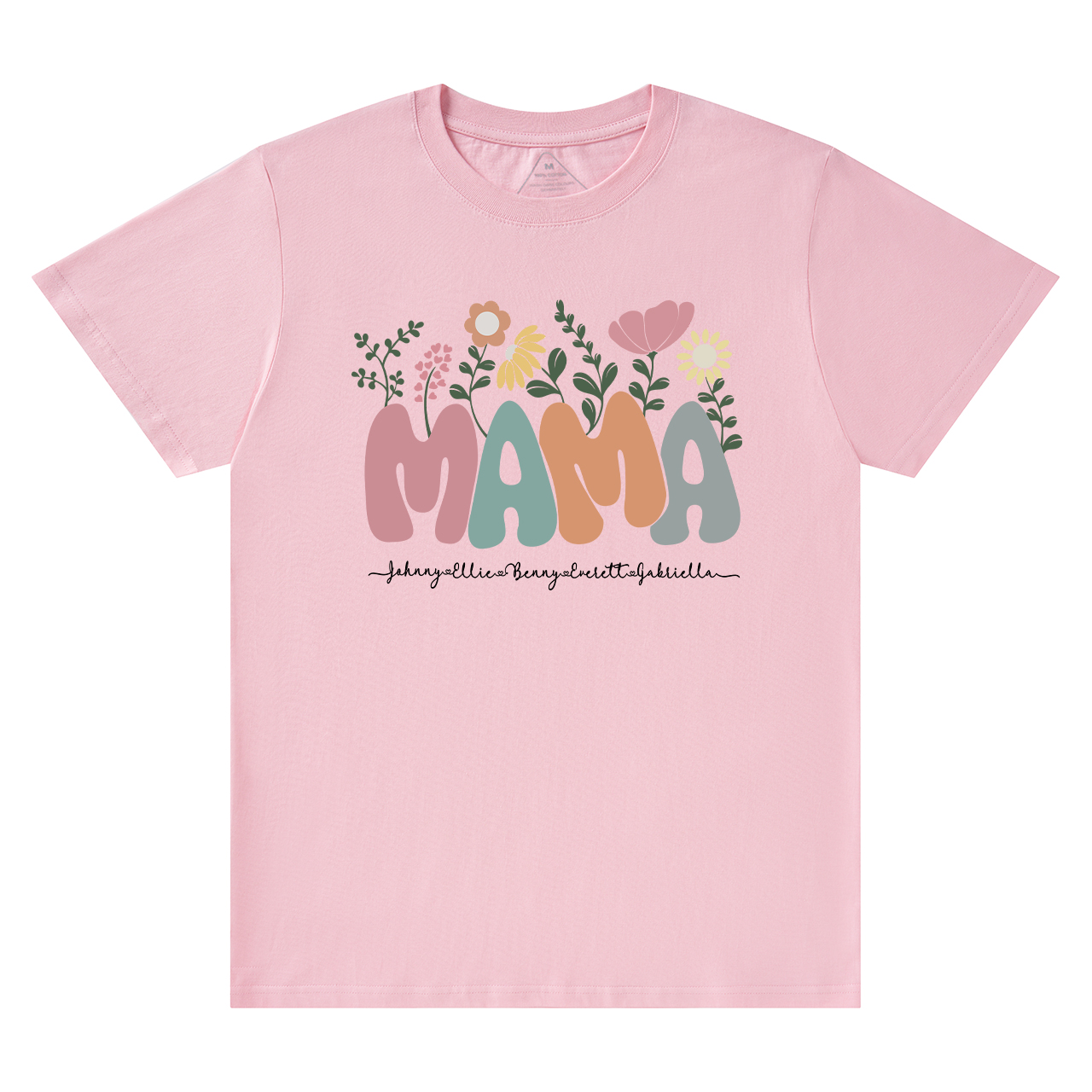 Personalized Floral Mom Shirt With Kids Names