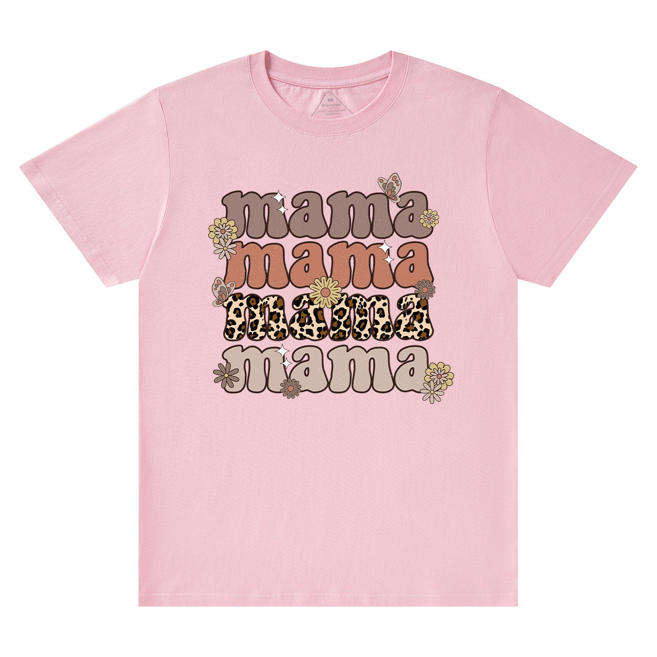 Leopard Mama Retro Flowers T-Shirt