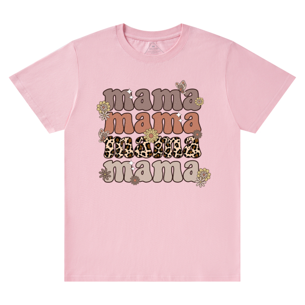 Leopard Mama Retro Flowers T-Shirt