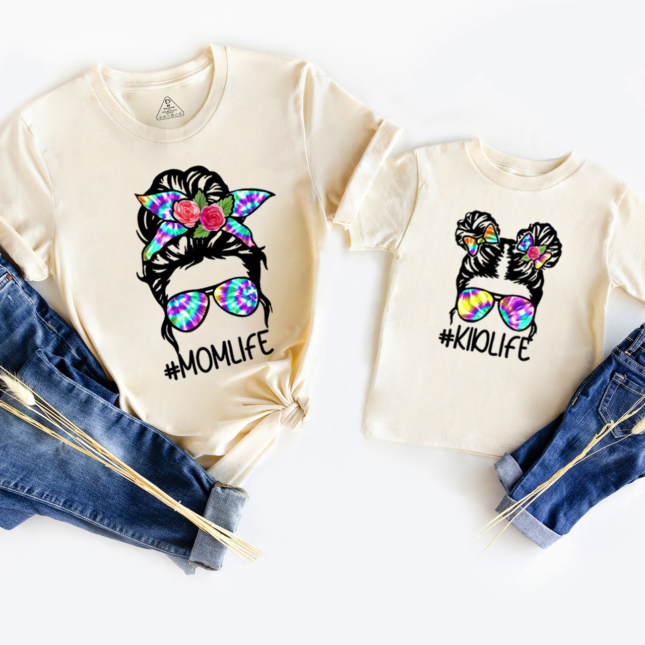 Messy Bun Mom And Daughter Matching Tees