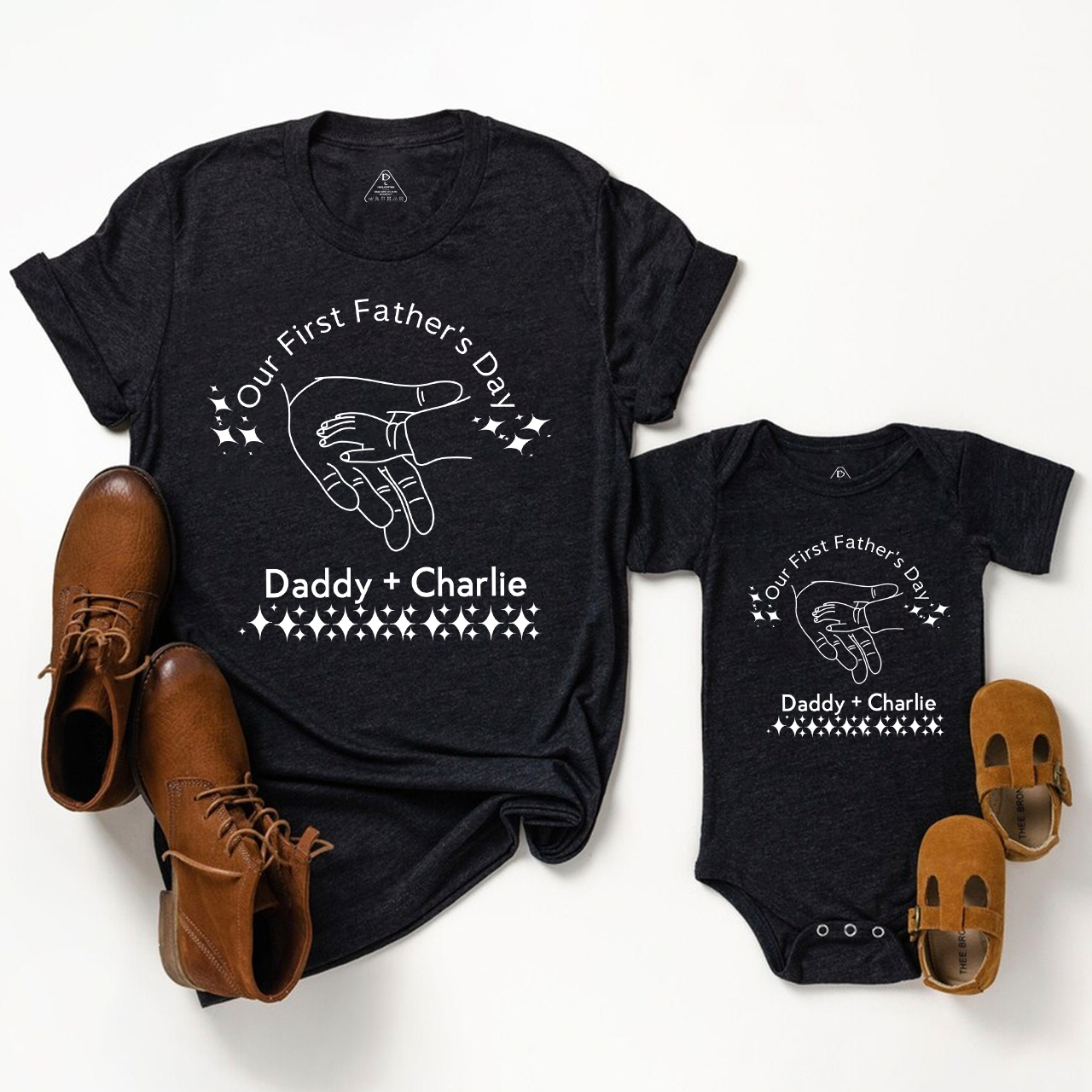 Personalized Hand Holding Tiny Hand Dad&Me Matching T-Shirts