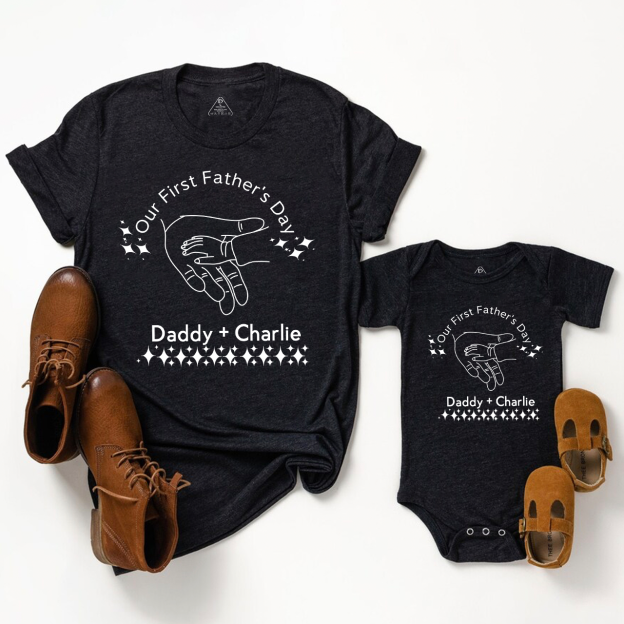Personalized Hand Holding Tiny Hand Dad&Me Matching T-Shirts
