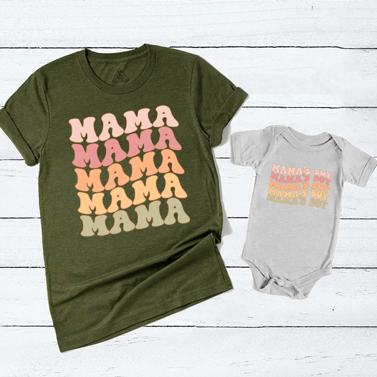 Neutral Boho Retro Mom And Me MatchingTees